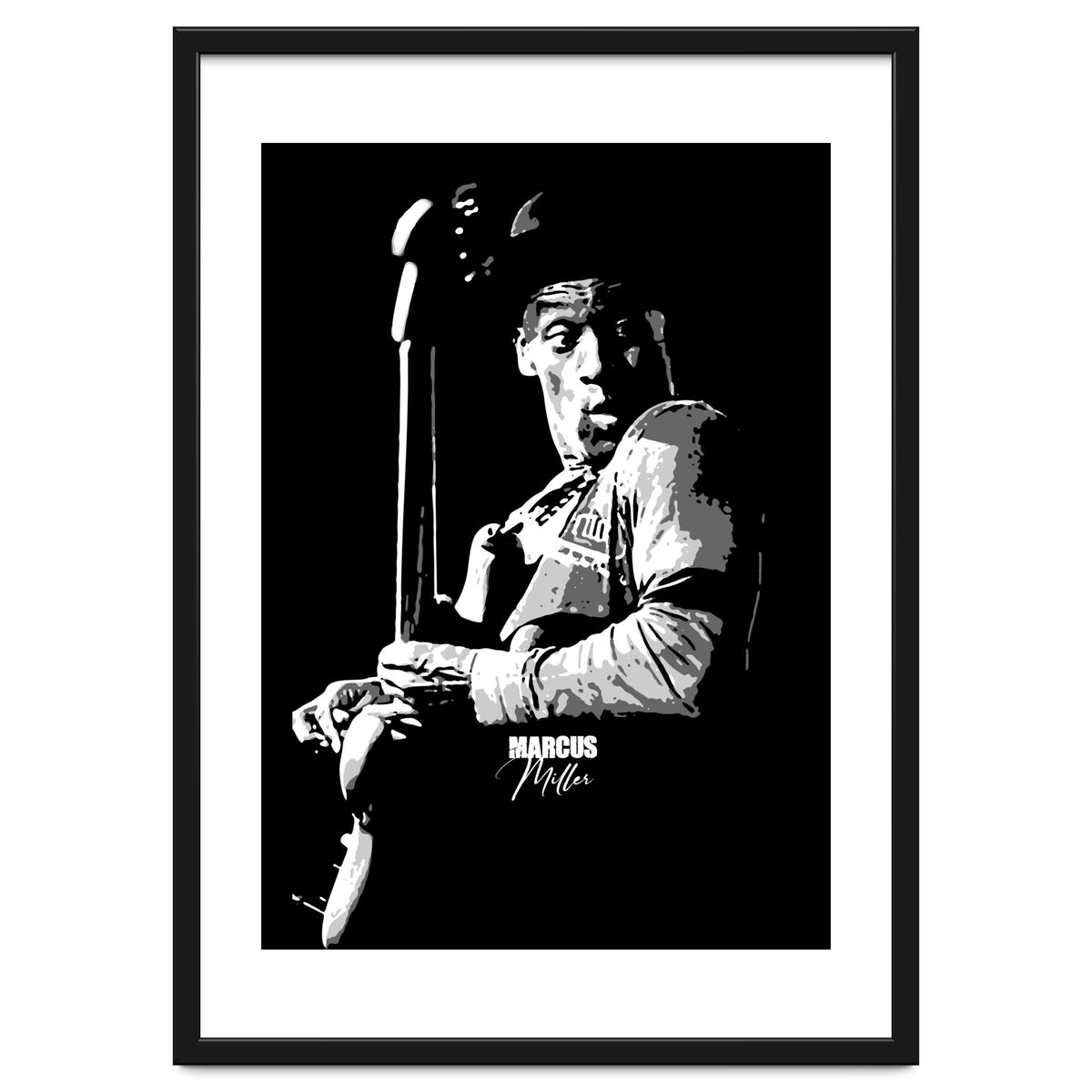 Marcus Miller American Music Legend in Grayscale