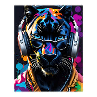 Panther In Headphones And Glasses (Print Only)