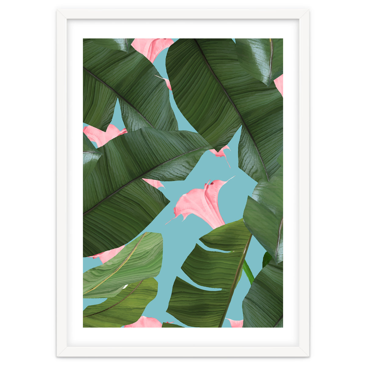 Wild Flower, Tropical Jungle Banana Leaves Botanical, Floral Nature Garden Blush Plants