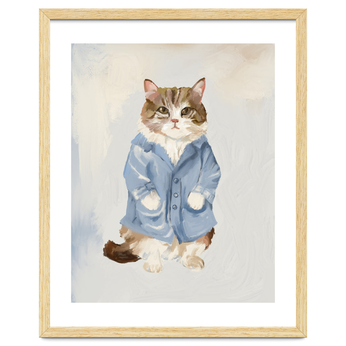 Sir James fluffy Tom cat in his blue pajamas oils