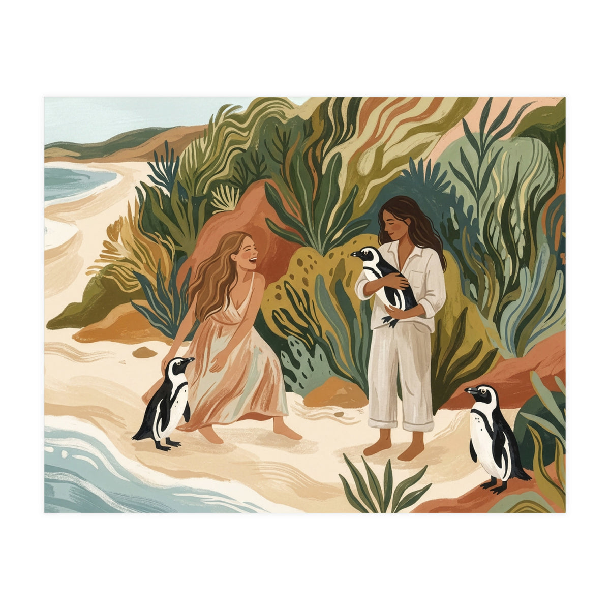 Penguin Friends By The Sea (Print Only)