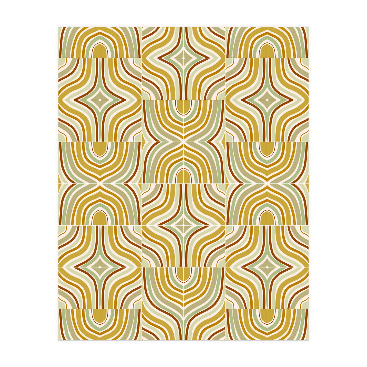 Ochre Retro Marbled Tiles (Print Only)
