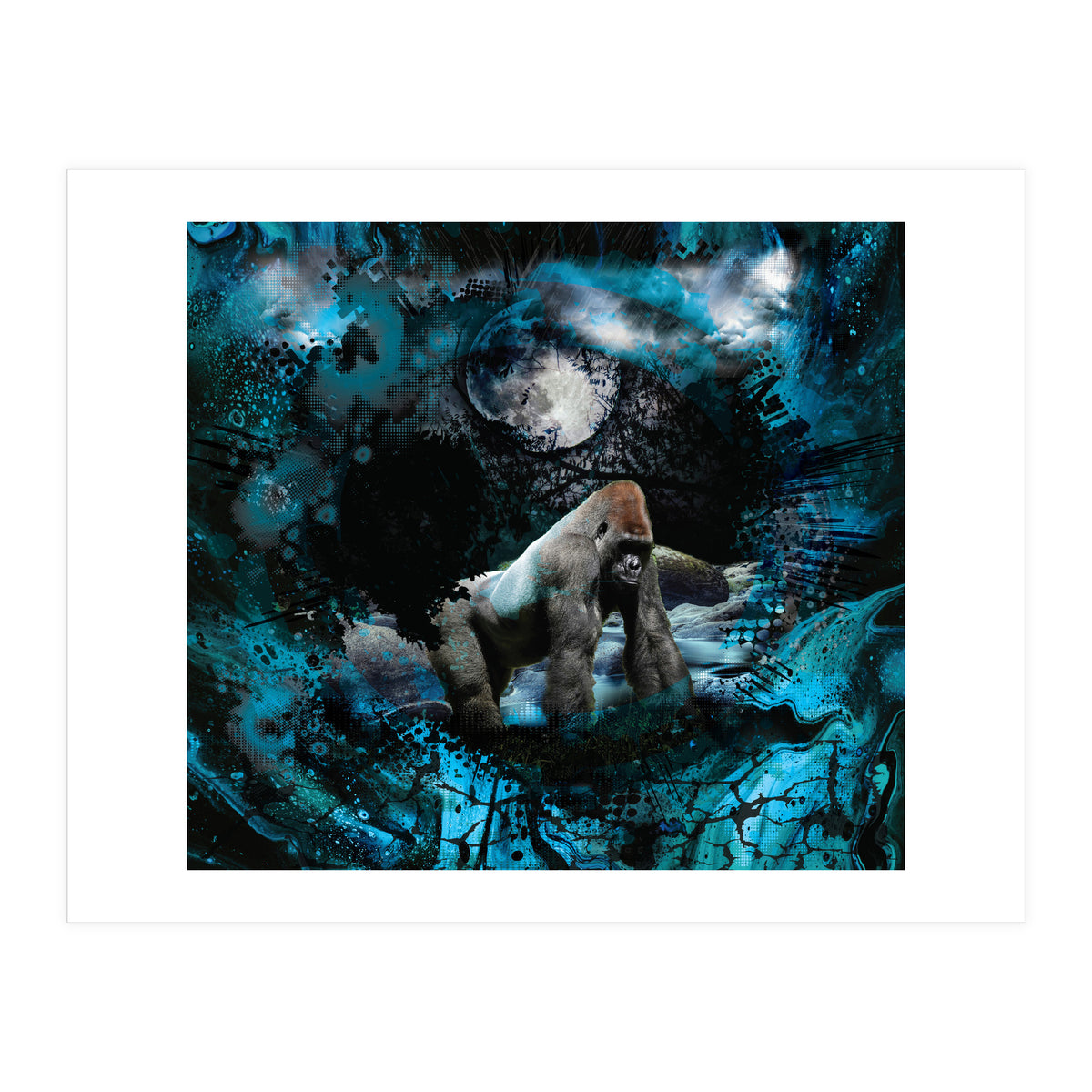 Gorilla Blue Moon Forest Scenic (Print Only)