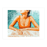 Mi Bebida Por Favor | Modern Bohemian Woman Summer Swim | Swimming Pool Watercolor Fashion Painting (Print Only) thumbnail