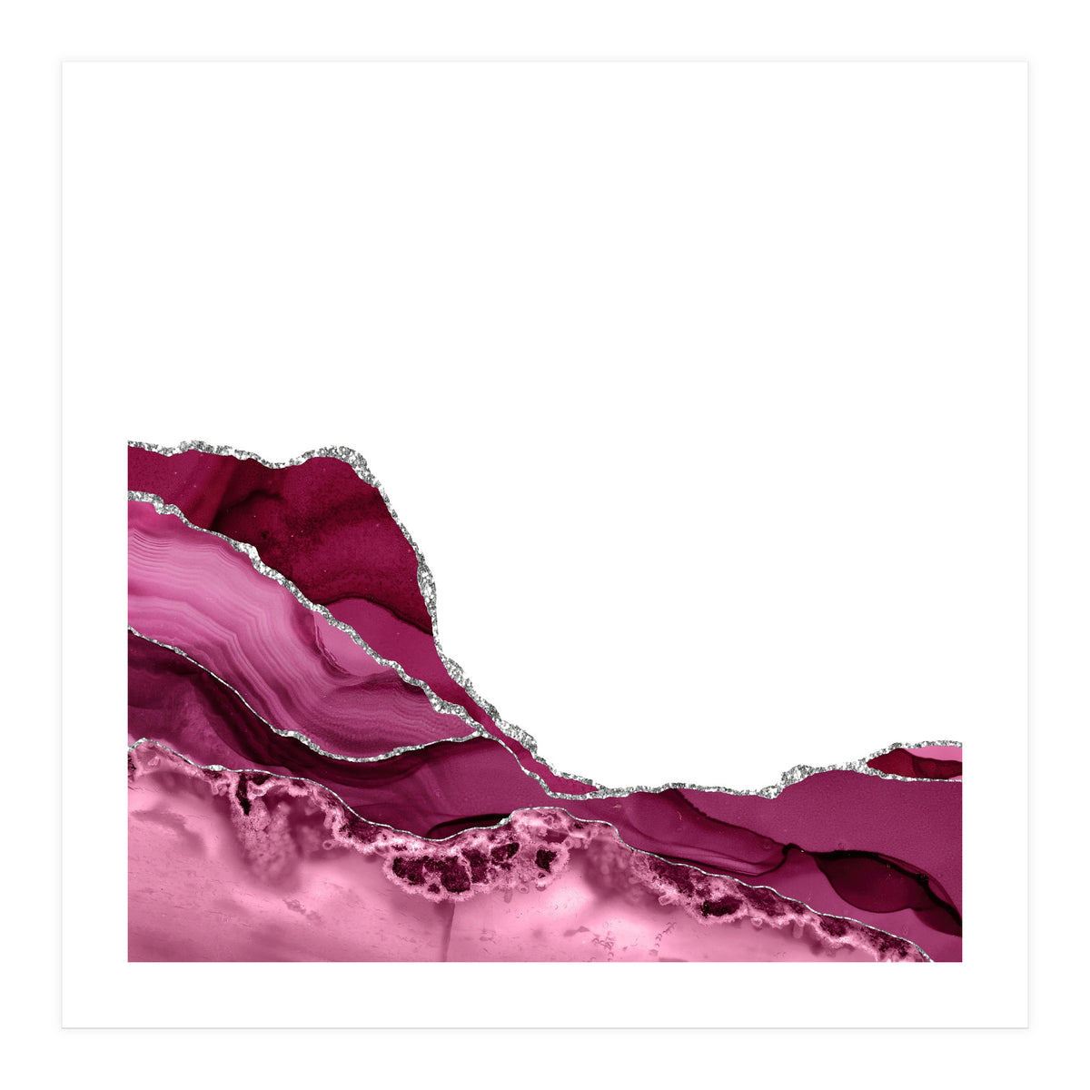 Burgundy & Silver Agate Texture 09 (Print Only)