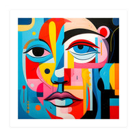 CUBIST HARMONY,  face, the essence of Cubist inspiration in a fragmented vibrant spectrum. (Print Only)
