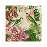 Exotic Lush Rainforest With Colorful Parrots And Flowers (Print Only) thumbnail
