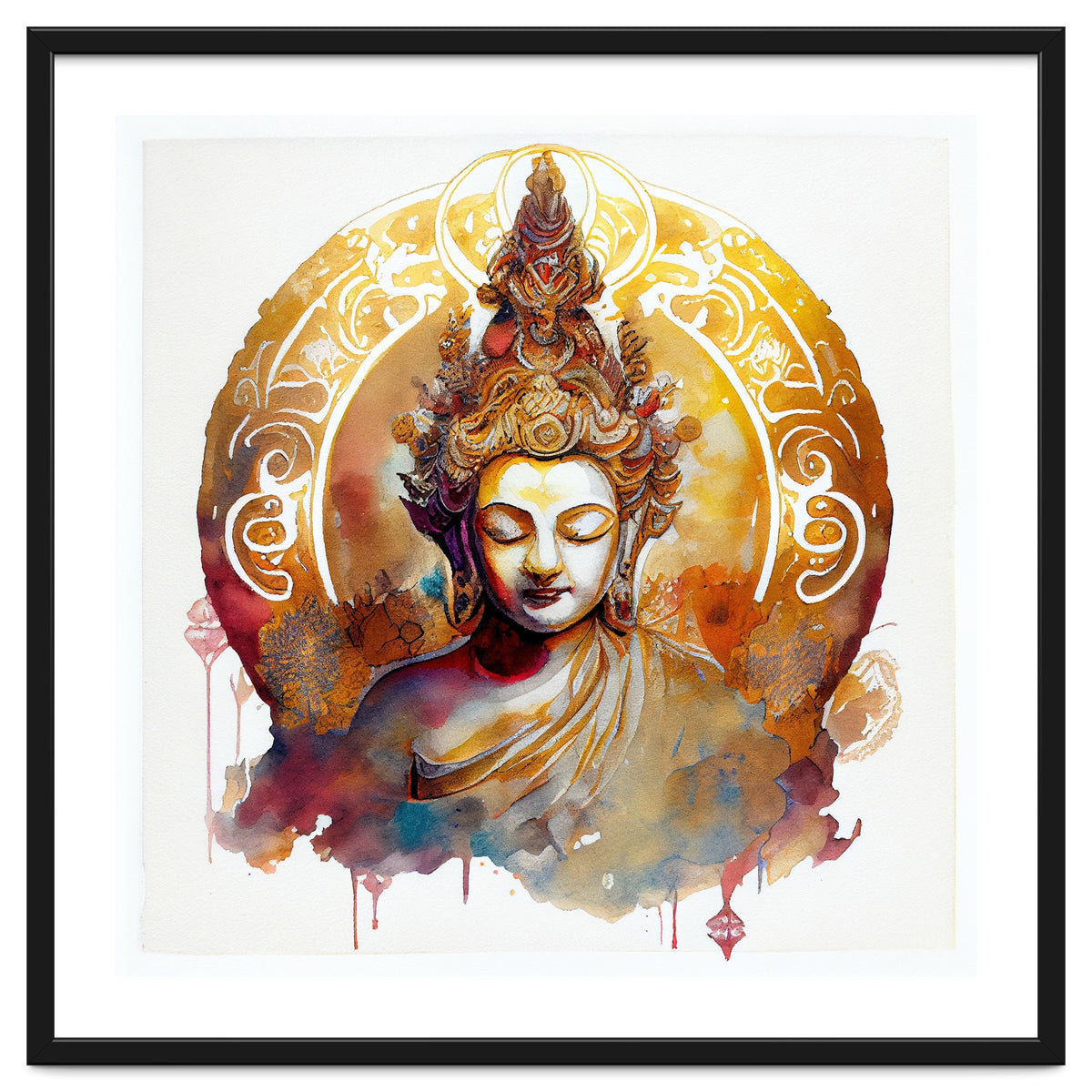 Golden Halo Buddha Portrait