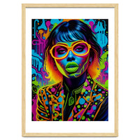 Girl In Glasses Neon Graffiti Art