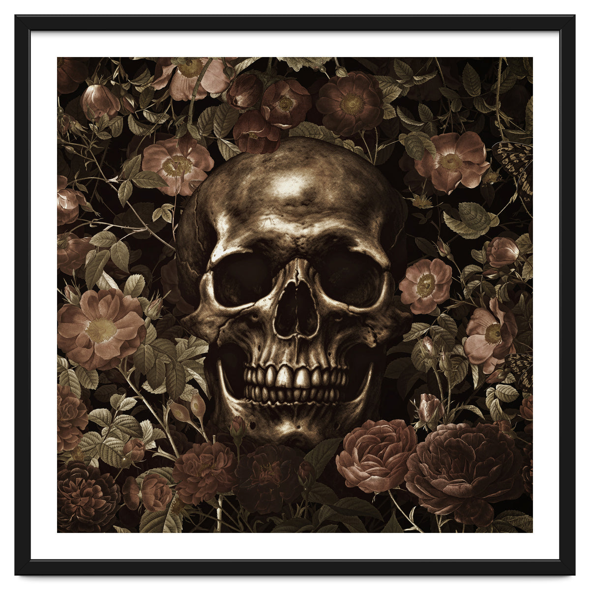 Baroque  Skull And Roses Night Garden