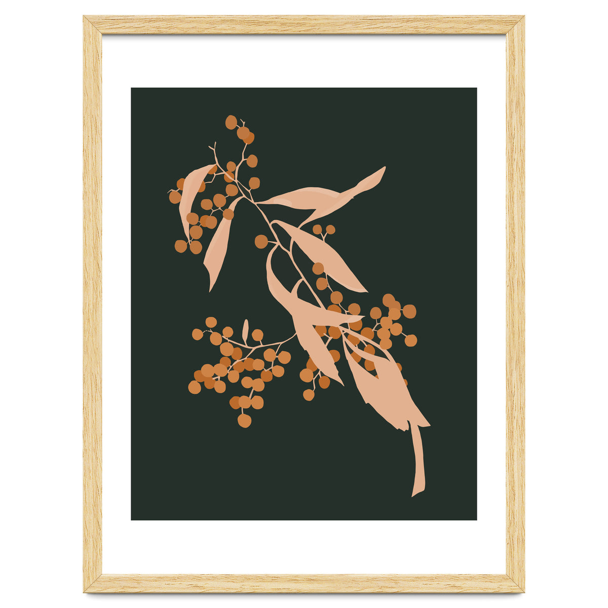 The Blooming Touch, Botanical Vintage Illustration, Dark Blush Bohemian Painting, Plants Nature Eclectic Classy Scandinavian