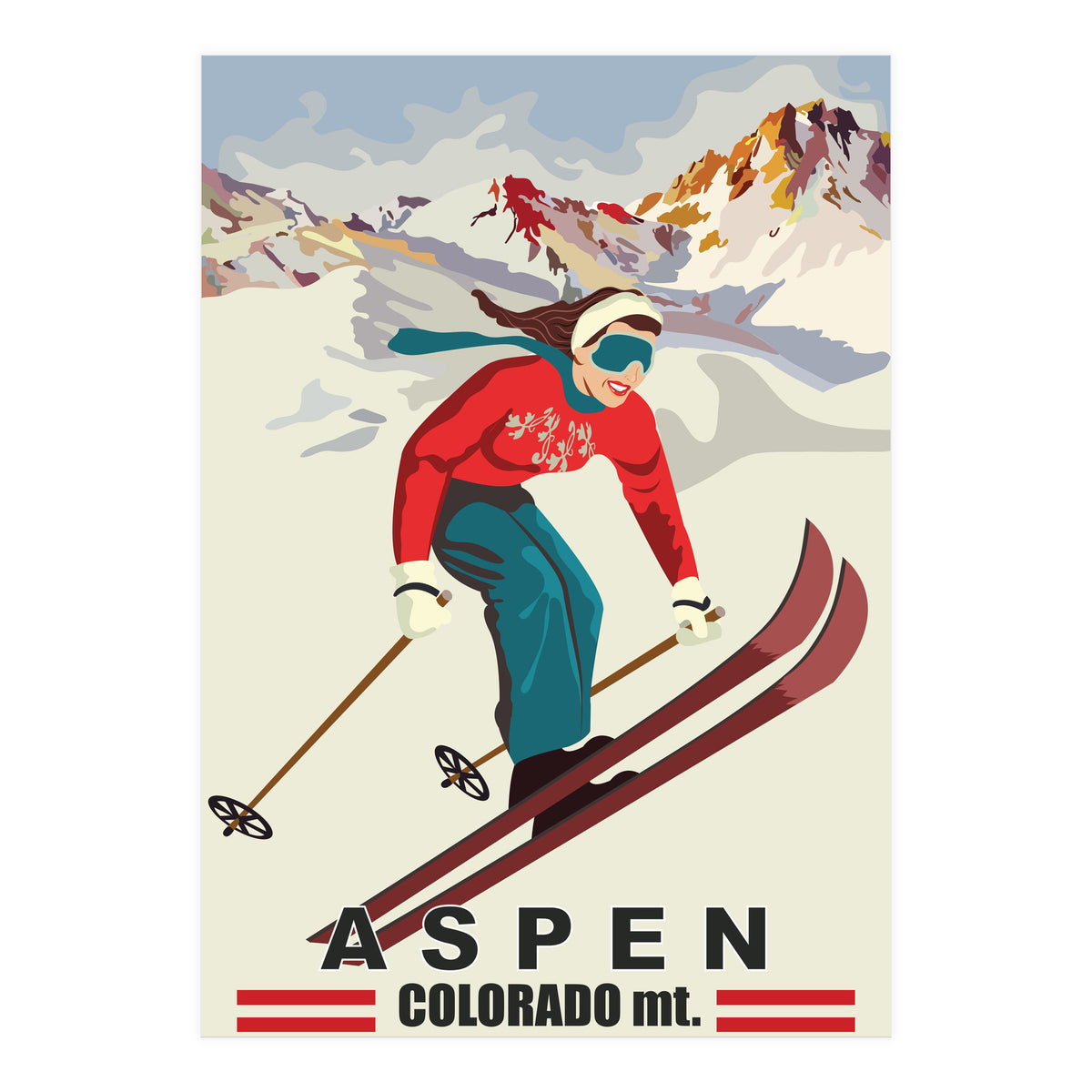 Aspen Ski Girl (Print Only)