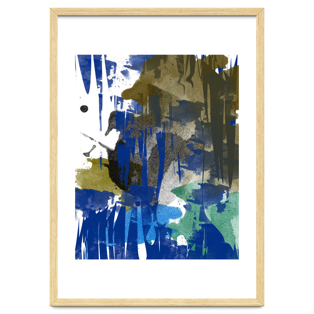 A Beautiful Mess, Abstract Blue Black Dark Eclectic Painting, Luxe Texture Contemporary Modern