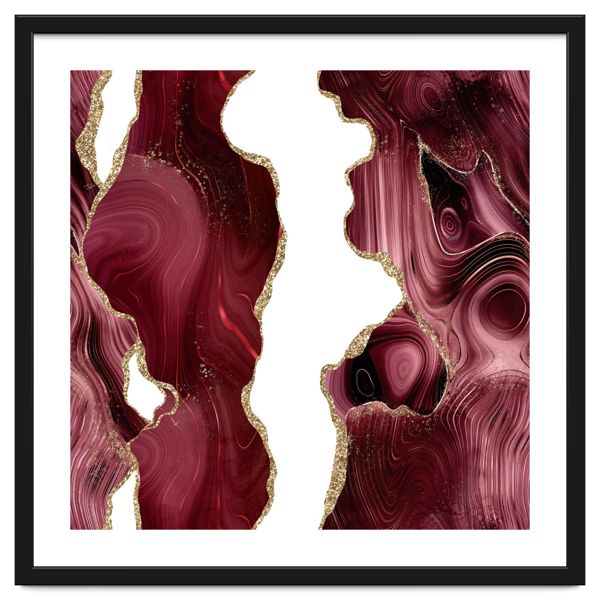 Burgundy & Gold Glitter Agate Texture 05