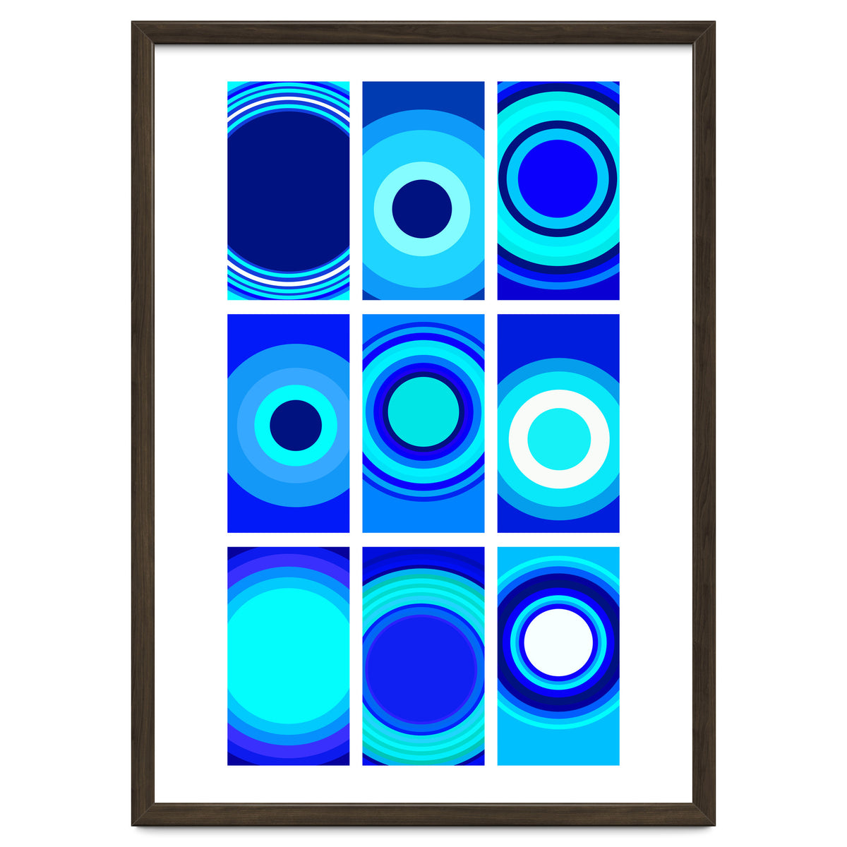 Circles & Rectangles Alt Blue 3 X 3: 1