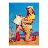 Pinup Sexy Woman Posing With A Hot Teapot (Print Only)