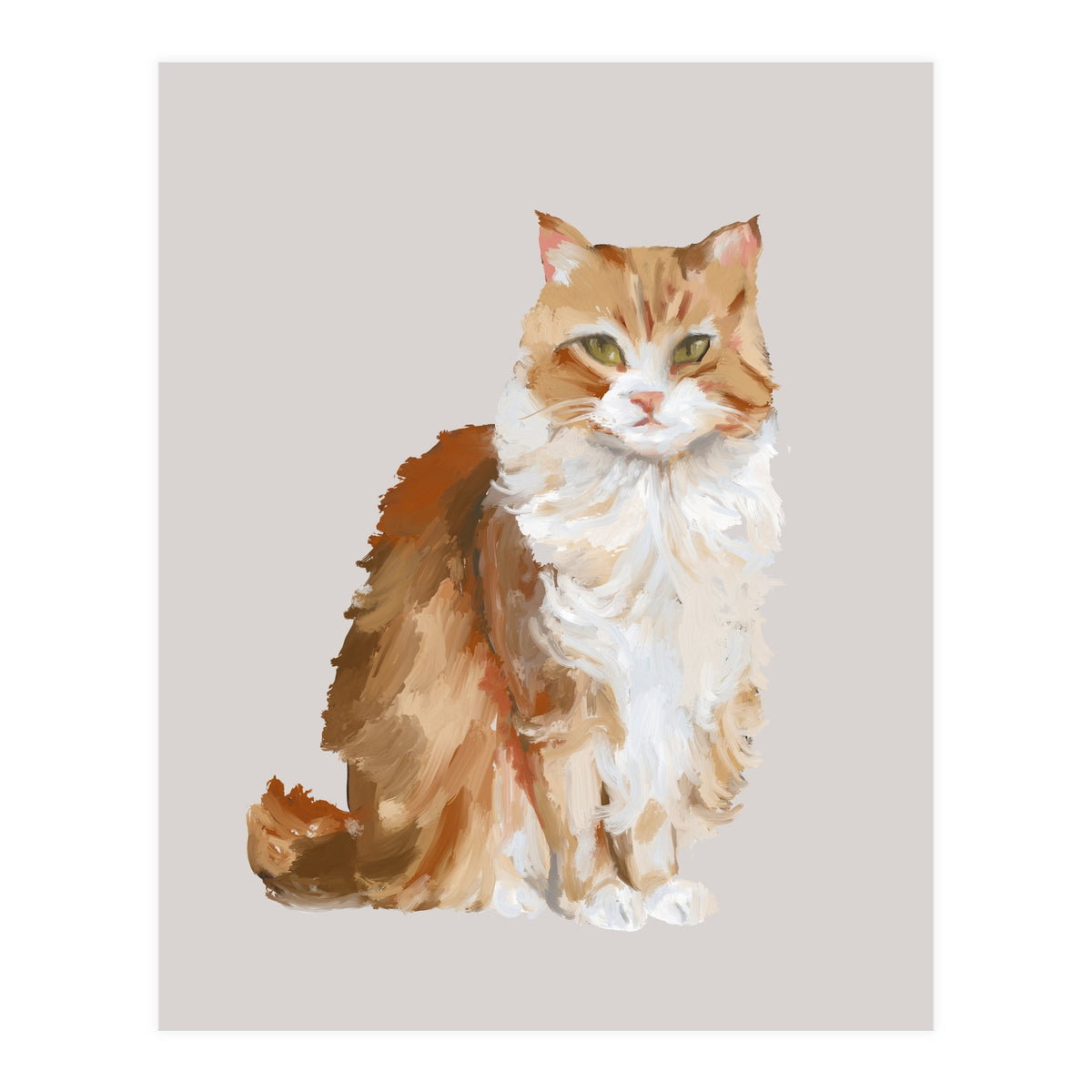 Handpainted messy oil painting of furry baby cat  (Print Only)