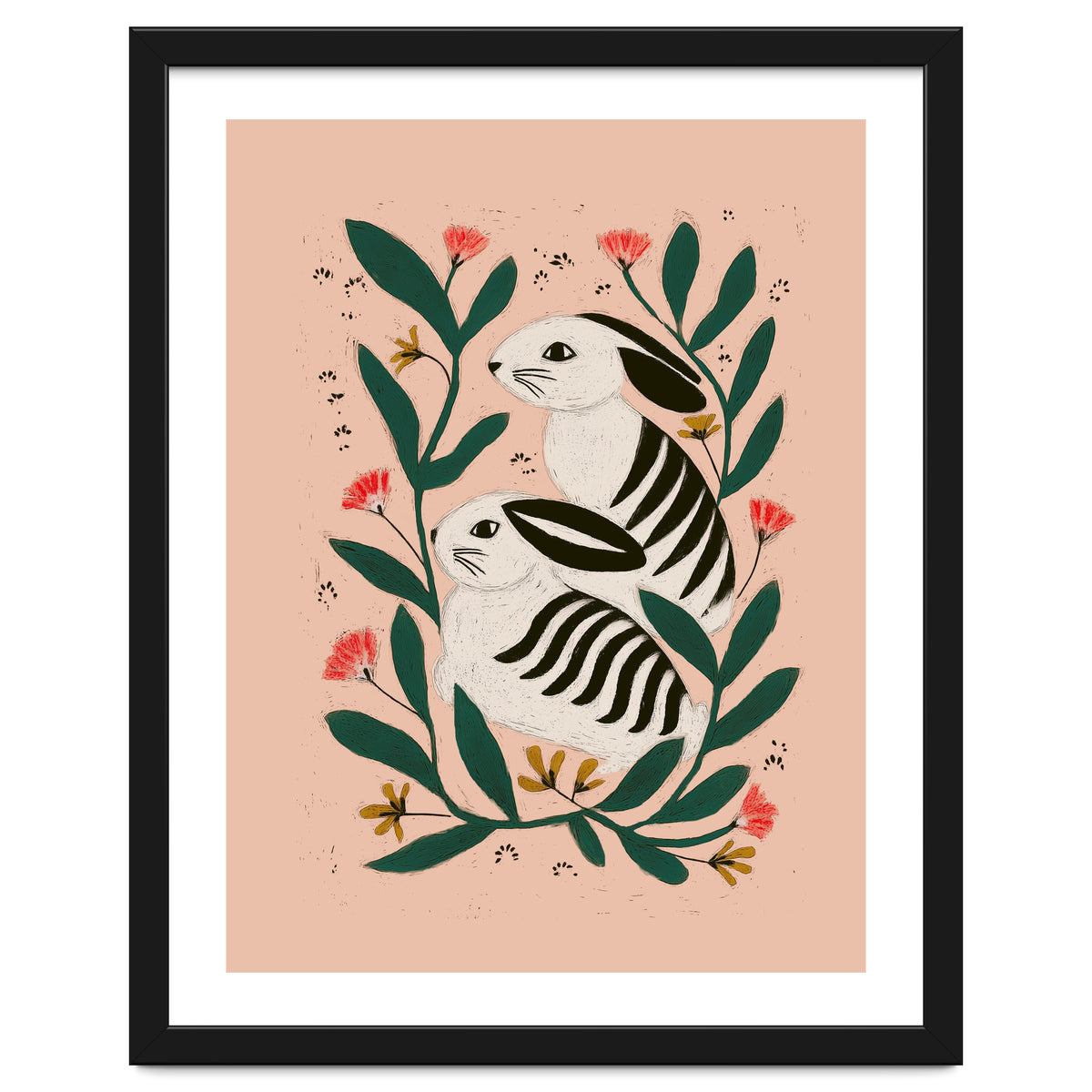 Hares Among Flowers