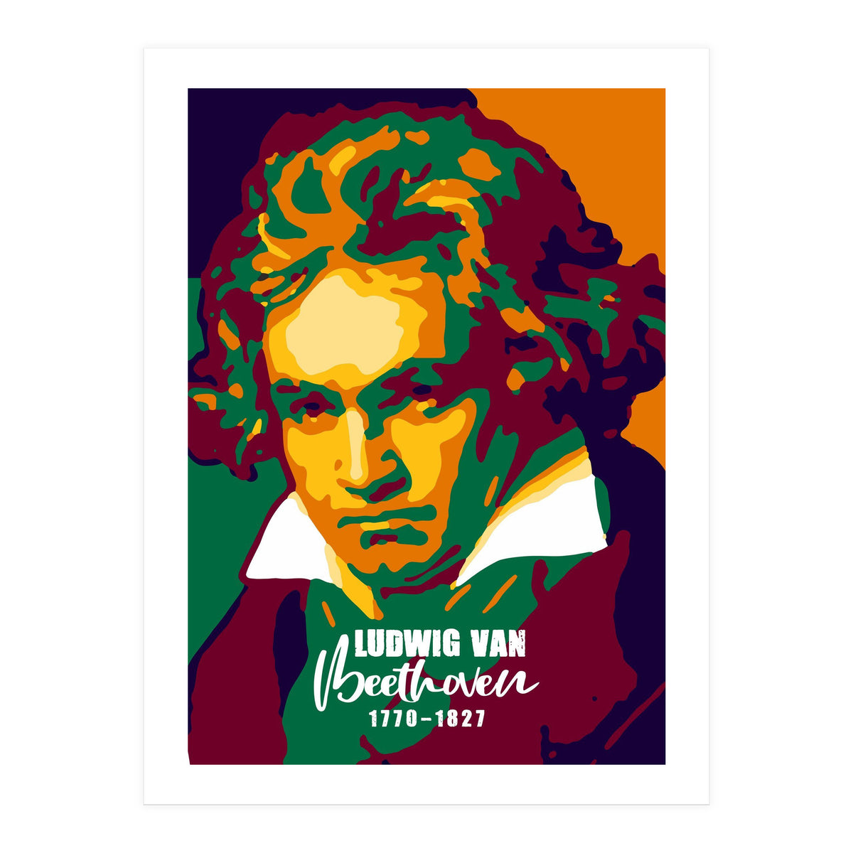 Ludwig Van Beethoven Colorful Art (Print Only)