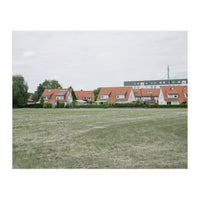 Red roof houses in the green field (Print Only)