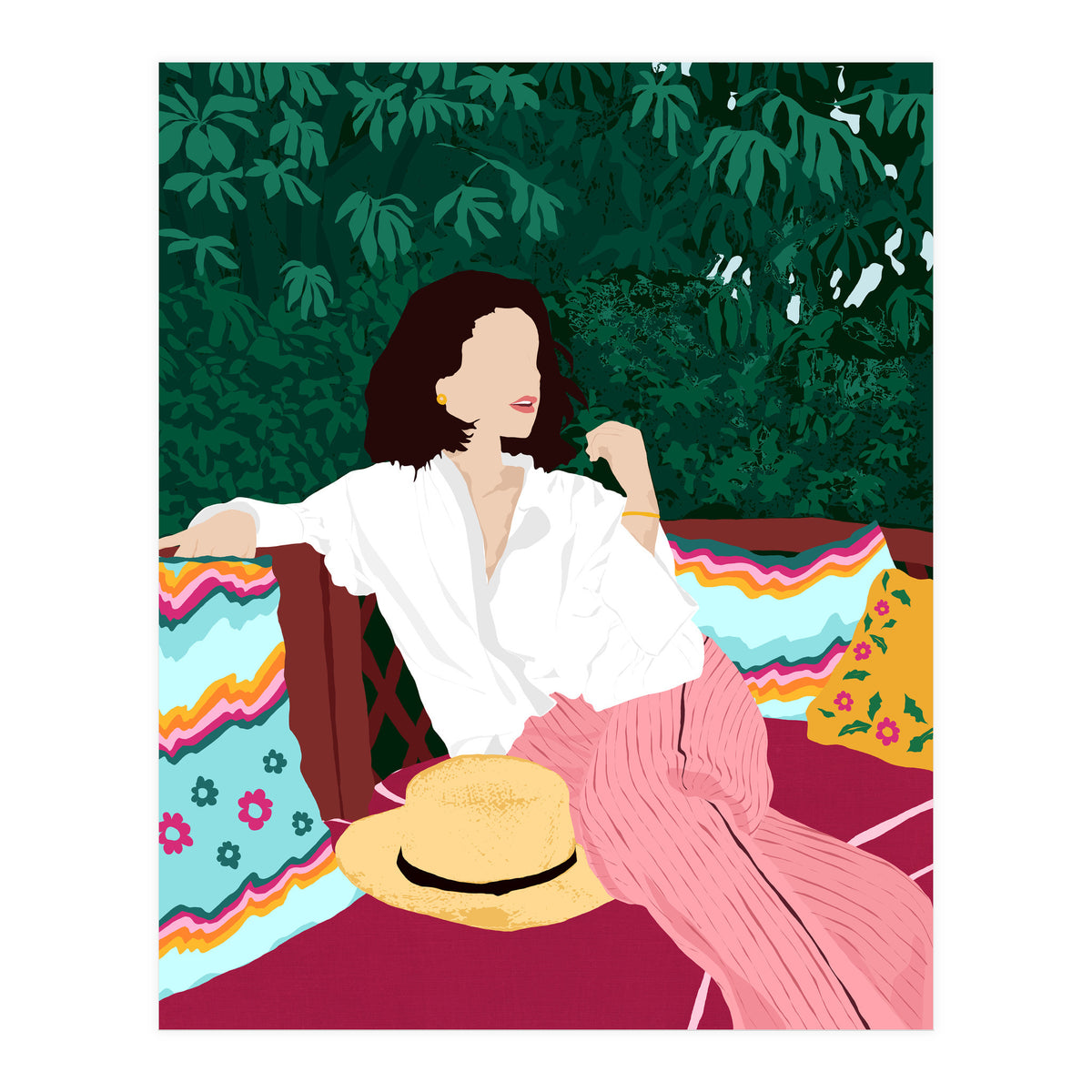 Bohemian Soul, Modern Boho Woman Decor Self Love, Self Care Portrait Fashion Patio Style Garden (Print Only)