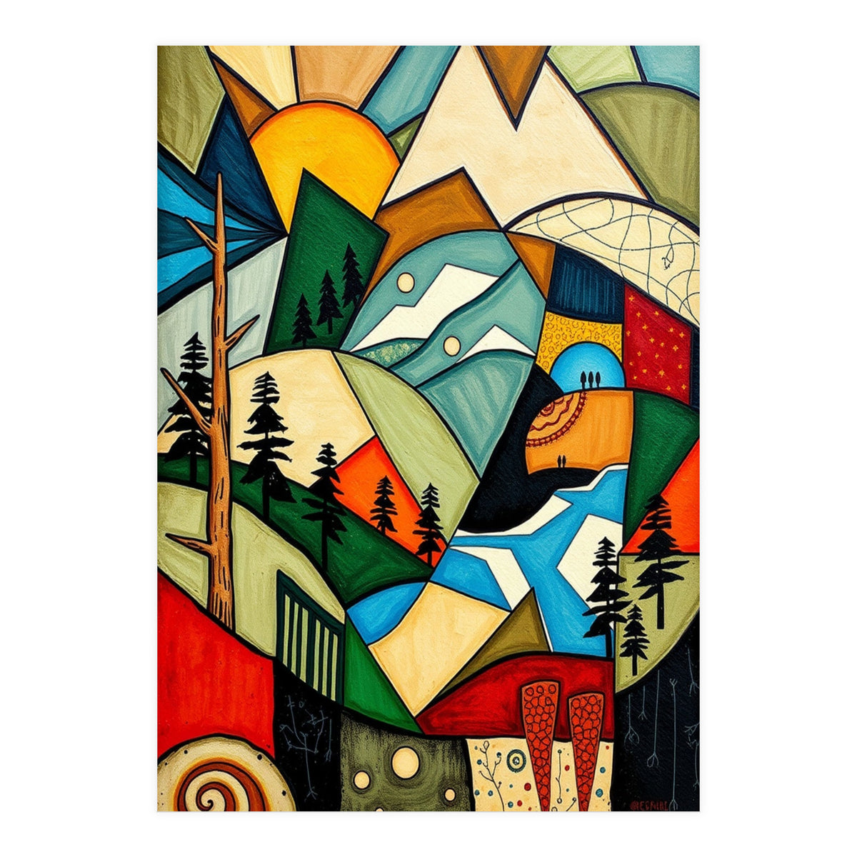 Abstract Nature Tree Mountain (Print Only)