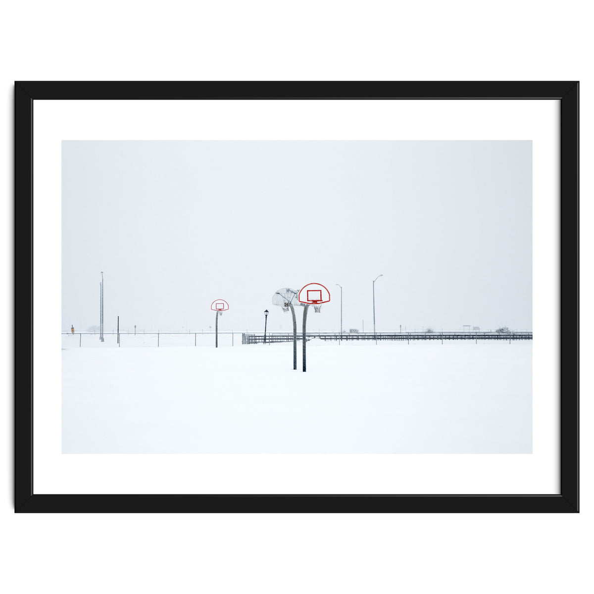 Snow-covered Basketball court
