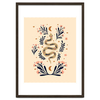 Snake And Flowers Beige And Indigo