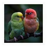 Two Lovebirds Sitting Together On A Branch (Print Only) thumbnail