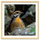 Colorful Bird Perched Among Rocks And Foliage thumbnail