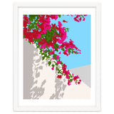Bougainvillea Blossom, Greece Tropical Summer Travel, Santorini Architecture White Buildings Floral Nature Garden thumbnail