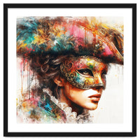 Watercolor Carnival Venetian Mask Woman