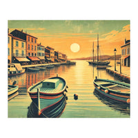 Vintage Harbor Sunset Poster (Print Only)