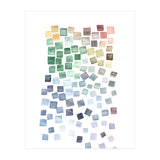 Watercolor Geometric Square Shapes Blue (Print Only) thumbnail