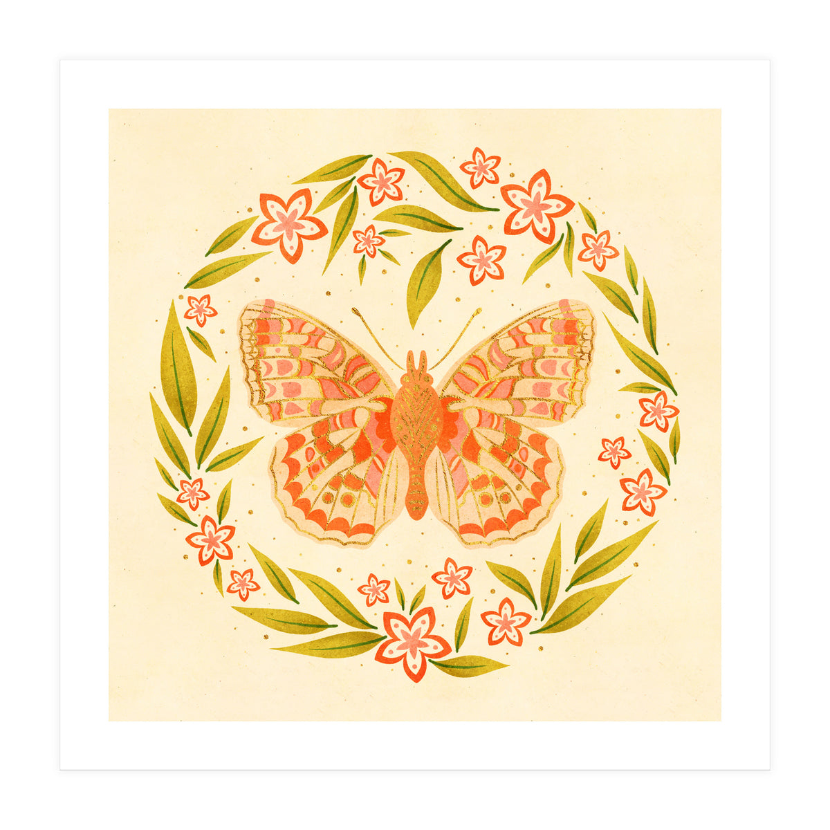 Retro Floral Butterfly (Print Only)