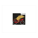 Cartoon Dog Marty cycling with Pizza (Print Only) thumbnail