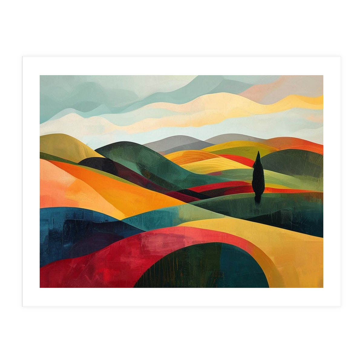 Abstract Tuscan Hills Landscape Painting (Print Only)