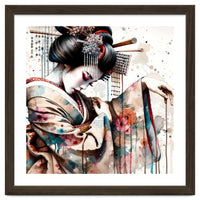 Watercolor Geisha Dancer #1