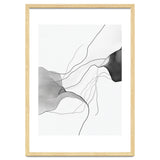Abstract Black And White Flowing Lines And Shapes On White Background thumbnail