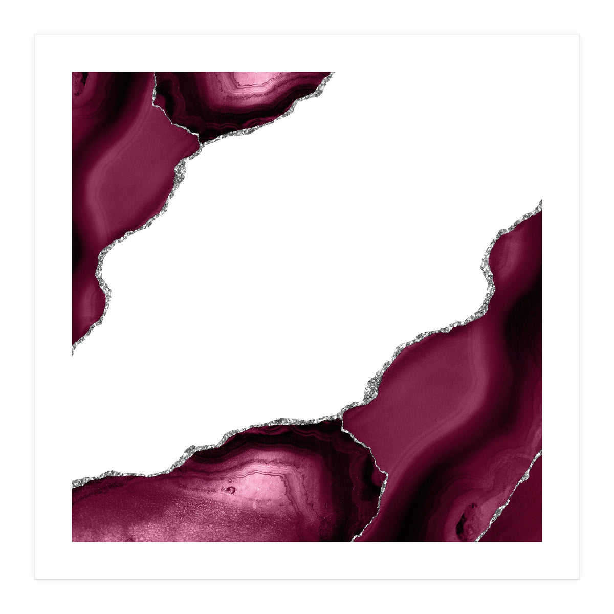Burgundy & Silver Agate Texture 08  (Print Only)