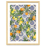 Blue Mediterranean tiles, lemons and oranges fruit thumbnail