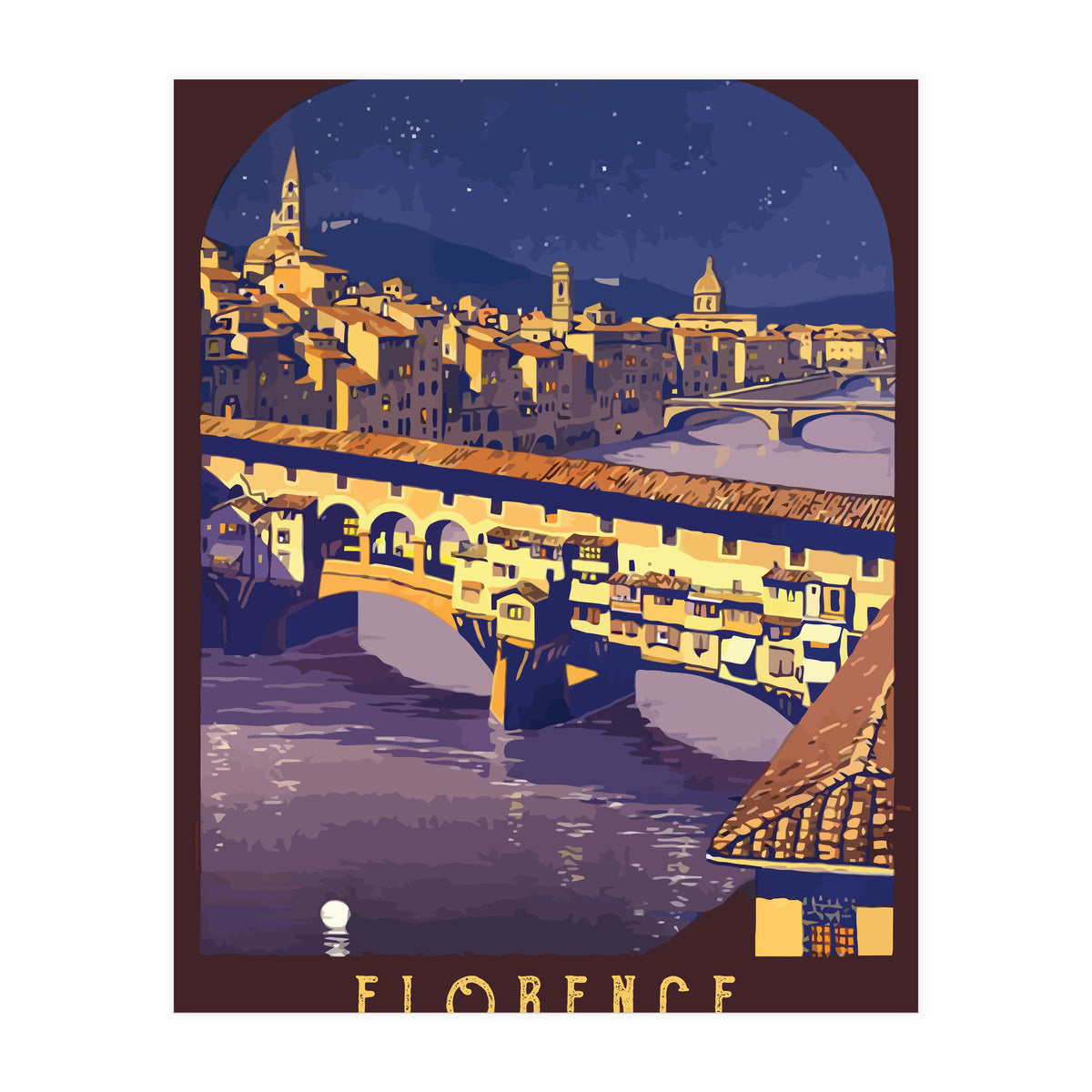 Florence At Night, The Bridge (Print Only)