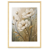 Elegant White Anemone Floral Oil Painting
