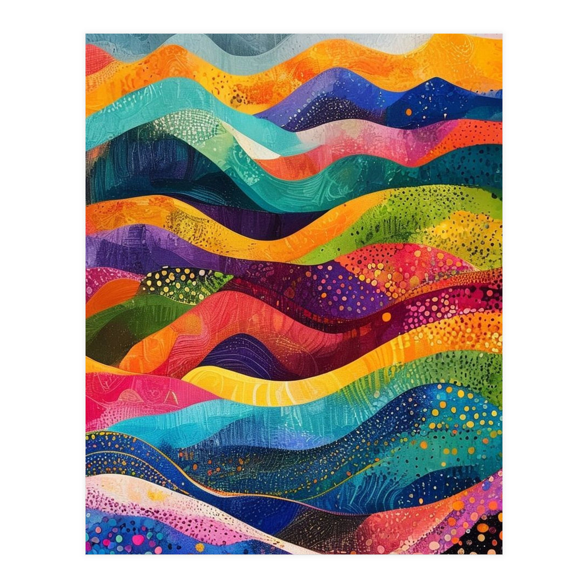 Abstract Rainbow Rolling Hills Landscape (Print Only)
