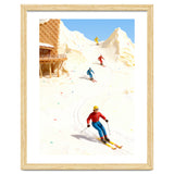 Skiing on Ice Cream Mountains, Miniature Skiers Winter Art Print for Kitchen Decor thumbnail