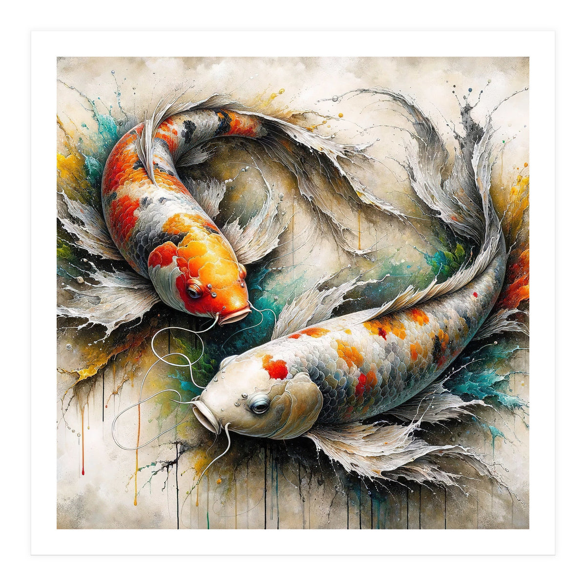 Watercolor Koi Fish Pair (Print Only)