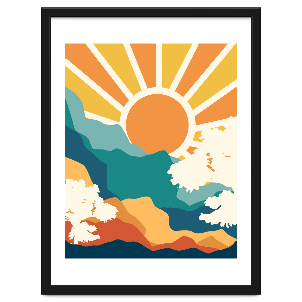 Sunrise Mindset, Positivity Optimism Self Love Self Care Growth, Nature Retro Eclectic Bohemian Peace Contemporary