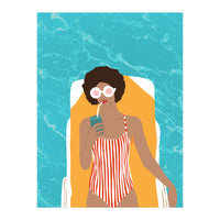Chilling In The Moment, Eclectic Bohemian Black Woman Of Color, Swimming Pool Afro Fashion Vacation Enjoy Summer (Print Only)