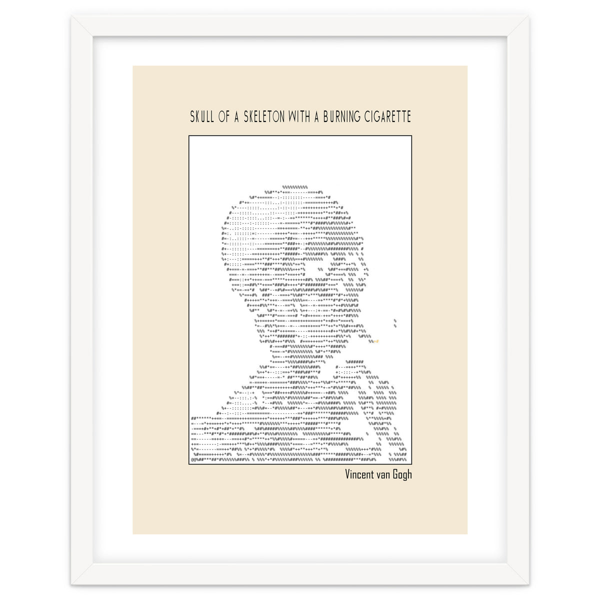 Skull Of A Skeleton With A Burning Cigarette Vincent Van Gogh Ascii Art