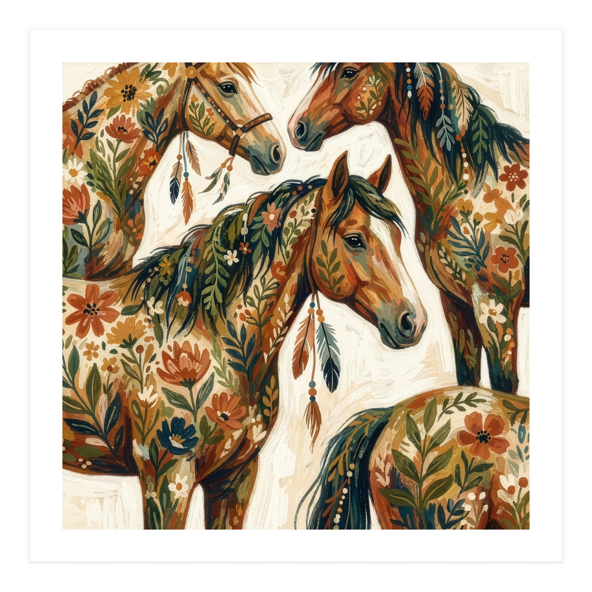 Rustic Horse Blossoms (Print Only)